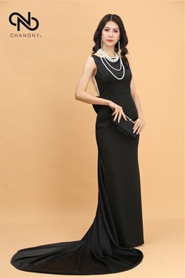 Đầm Lụa Đen Lưng Trần 