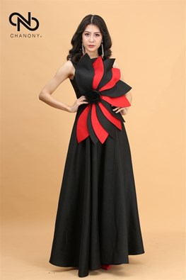 Đầm dạ hội đính cánh hoa 