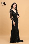 Đầm Dạ Hội Kim Sa Kèm Voan Choàng 