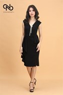 Đầm Đen Xếp Eo Thắt Đai