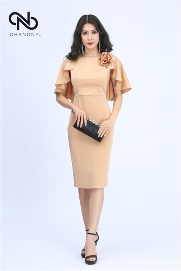 Váy Lụa Tay Hến Cài Hoa 