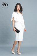Váy Lụa Trắng Lệch Vai  