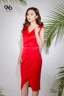 Váy Lụa Cổ Tim Eo Xếp
