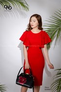 Váy bút chì vai bèo cuốn hoa