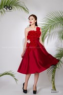 Váy tafta cup ngực Xòe thêu voan