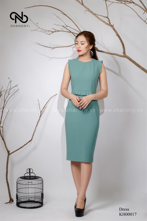 Đầm Bút Chì Vai Eo Xếp Ly