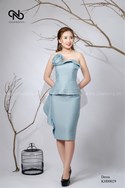 Váy bút chì cuốn hoa ngực eo xếp lớp 