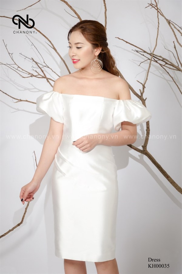 Váy bút chì trễ vai tay bồng