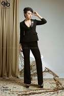 Set áo Vest cổ lụa tròn