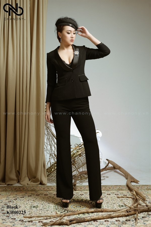 Set áo Vest cổ lụa tròn